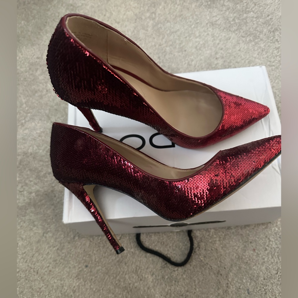 Aldo Shimmering Red Sequin Heels